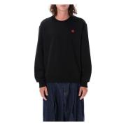 Kenzo Svart Blomma Crewneck Stickat Black, Herr