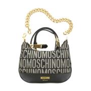 Moschino Guld Logo Lurex Axelväska Black, Dam