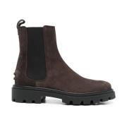 Tod's Brun Mocka Ankelboots Elastisk Sula Brown, Dam