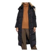 Woolrich Lång kappa med avtagbar huva Black, Dam