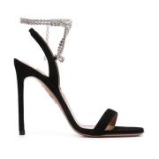 Aquazzura Svart Glittrande Mockasandaler Black, Dam