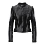 Courrèges Ikonisk Vinyl Biker Jacka Svart Black, Dam