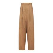 Max Mara Beige Avoriaz Wide Leg Byxor Brown, Dam