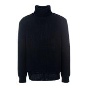 Nudie Jeans Chunky Rollneck Stickad Tröja Blue, Herr