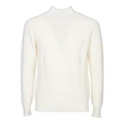 Tagliatore Vit Mock Neck Sweater English Rib White, Herr