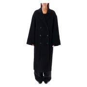 Loulou Studio Oversized Ull Borneo Kappa Svart Black, Dam