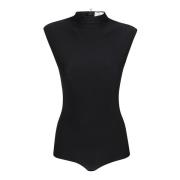 Max Mara Glänsande Bodysuit med Dragkedja Black, Dam