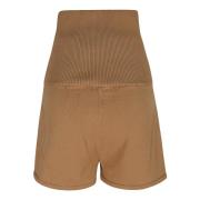 Max Mara Stickade Shorts med Utvidgad Ben Design Brown, Dam