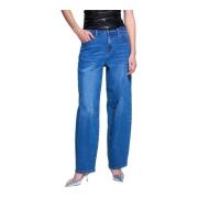 Silvian Heach Mom Fit Jeans med fickor och bältesögla Blue, Dam