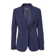 Emporio Armani Blå Blazer Jacka Spetsig Revers Blue, Dam