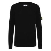 Stone Island Ull Crewneck Tröja Horisontell Band Black, Herr