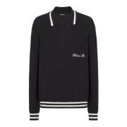 Balmain Långärmad ullpolotröja med signaturbroderi Black, Herr