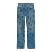 Alexander McQueen Jeans med tryckt logotyp Blue, Herr