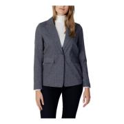 Only Grå Marl Knapp Blazer Gray, Dam