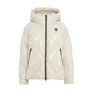 Blauer Quiltad dunjacka med logodetaljer White, Dam