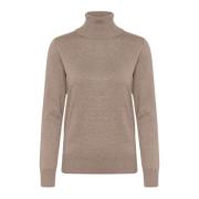 Saint Tropez Atmos Melange Rollneck Pullover Sweater Brown, Dam