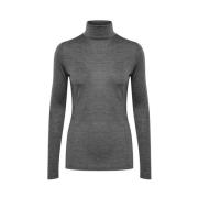 My Essential Wardrobe Tätstickad Mörkgrå Melange Rollneck Tröja Gray, ...