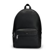 Boss Elegant Läder Ryggsäck Black, Herr