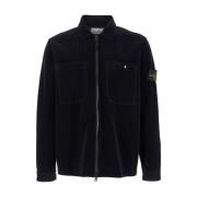 Stone Island Blå Corduroy Classic Collar Skjorta Blue, Herr