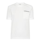 Brunello Cucinelli Vit Bomull T-shirt med Kedjedetalj White, Dam