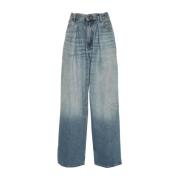 Haikure Blå Faded Wide Leg Jeans Blue, Dam