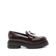 Sergio Rossi Burgundy Kalvläder Band Sandaler Red, Dam