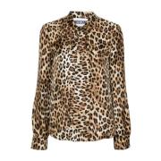 Moschino Leopard Print Bow Collar Top Multicolor, Dam