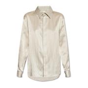 Saint Laurent Sidenskjorta Beige, Dam