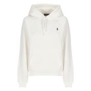 Ralph Lauren Vit Bomullshoodie med Ikoniskt Logotyp White, Dam