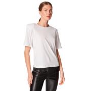 Patrizia Pepe Stilren Vit Logotyp T-shirt Topp White, Dam