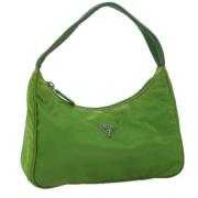 Prada Vintage Pre-owned Nylon handvskor Green, Dam