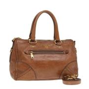 Prada Vintage Pre-owned Laeder handvskor Brown, Dam