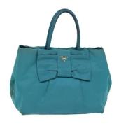 Prada Vintage Pre-owned Nylon handvskor Blue, Dam