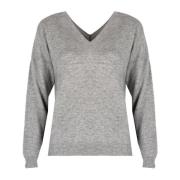 Liu Jo V-Neck Cashmere Sweater Gray, Dam