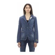 Baldinini Jeansjacka med Patches - Framfickor Blue, Dam