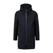 Herno Hooded Jacka i Ullblandning Blue, Herr