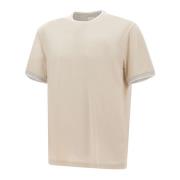 Eleventy Herr Bomull T-shirt Sand Beige Beige, Herr