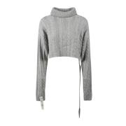 Mar De Margaritas Cropped Turtle Neck Top Gray, Dam