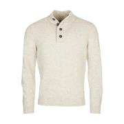 Barbour Beige Halv-Zip Tröja med Patches White, Herr