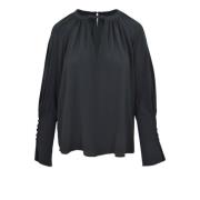 Pinko Chiffong Blus, Löst Passform, Elegant Stil Black, Dam