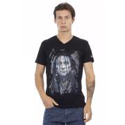 Trussardi Elegant V-ringad T-shirt med Frontprint Black, Herr