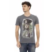 Trussardi Elegant grå rund hals T-shirt med frontprint Gray, Herr