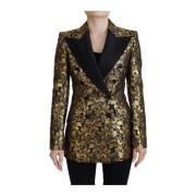 Dolce & Gabbana Elegant svart-guld blommig jacquard blazer Black, Dam