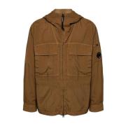 C.p. Company Brun Earth Texturerad Huva Jacka Brown, Herr