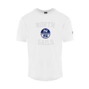 North Sails Vit Bomull T-shirt med Fronttryck White, Herr