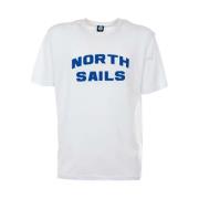 North Sails Elegant vit bomull T-shirt med djärvt blått logotyp White,...