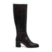 L'arianna Svart Läderstövel med 6 cm klack Black, Dam