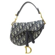 Dior Vintage Pre-owned Canvas axelremsvskor Blue, Dam