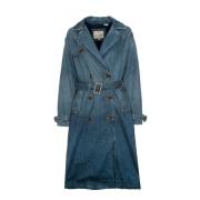 Levi's Lång Trenchcoat med Reverskrage Blue, Dam