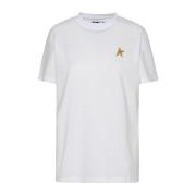 Golden Goose Vit Bomull T-Shirt med Glitterstjärntryck White, Dam